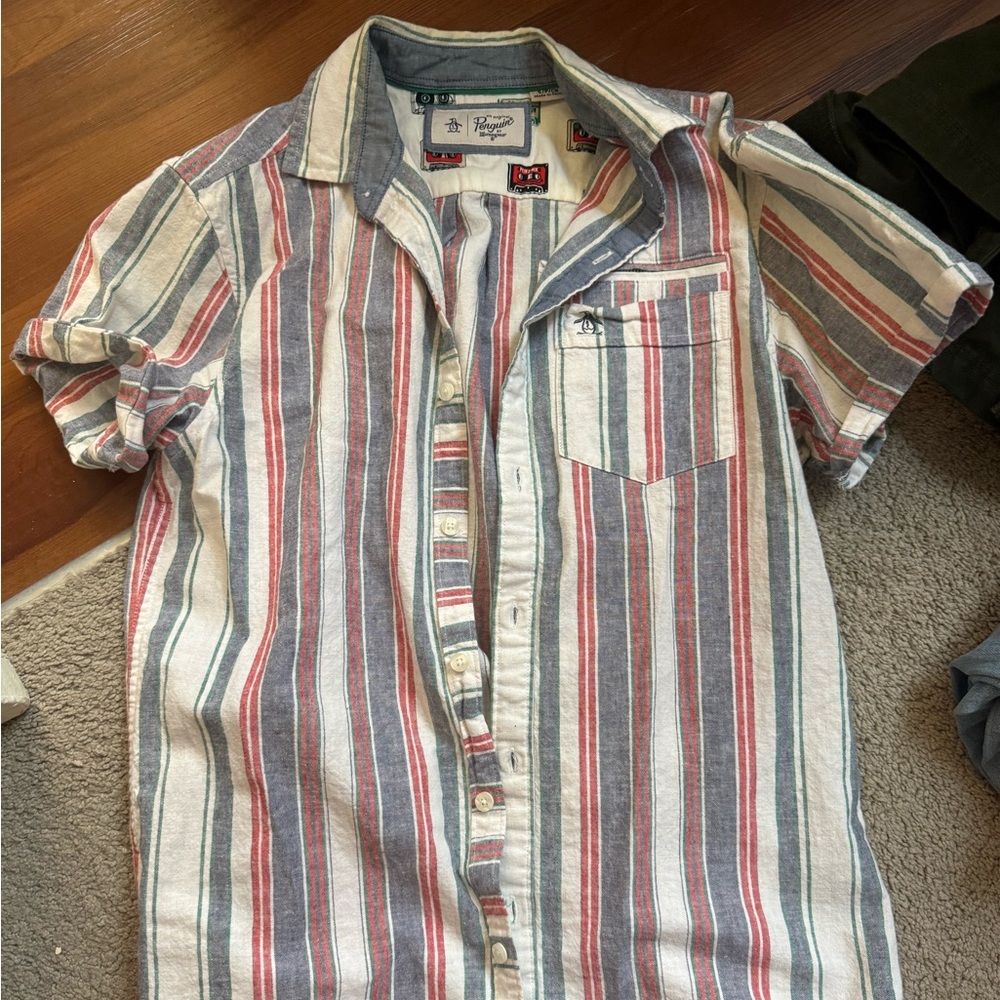 MENS PENGUIN BUTTON UP SHIRT SMALL